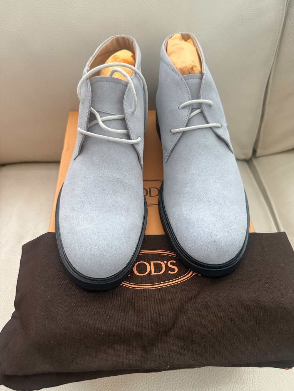 Tod's Polacco Light Grigio Chiaro Suede Fondo Chukka Boots